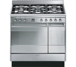 SMEG Concert 90 cm Dual Fuel Range Cooker - Stainless Steel